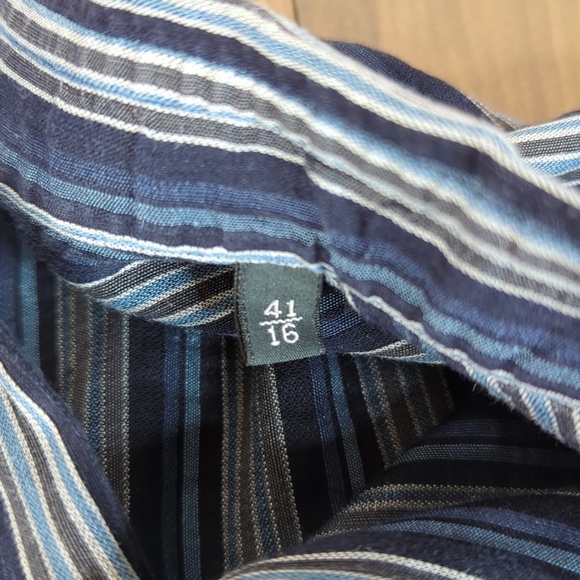 Z Zegna Men’s Blue Gray Linen Button Down Shirt - Picture 4 of 12